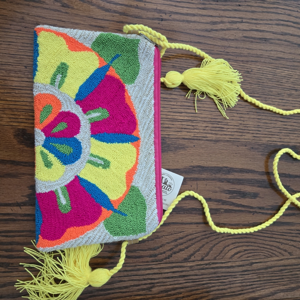 Colorful Embroidered Clutch with Tassels